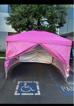 New 10x10 easy pop up canopy with open ventilation in pink with 4 sidewalls