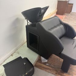 Ainfox Shampoo Barber Backwash Chair, Adujustable Shampoo Bowl Sink for Spa Beauty Salon (Black)