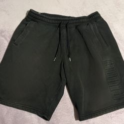 PUMA Men's Athletic Fleece Shorts Black Size M Drawstring Elastic Waist