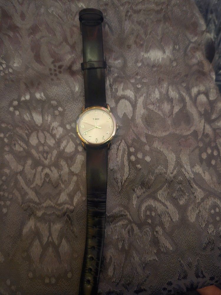 Mens Timex Watch Real Leather Band