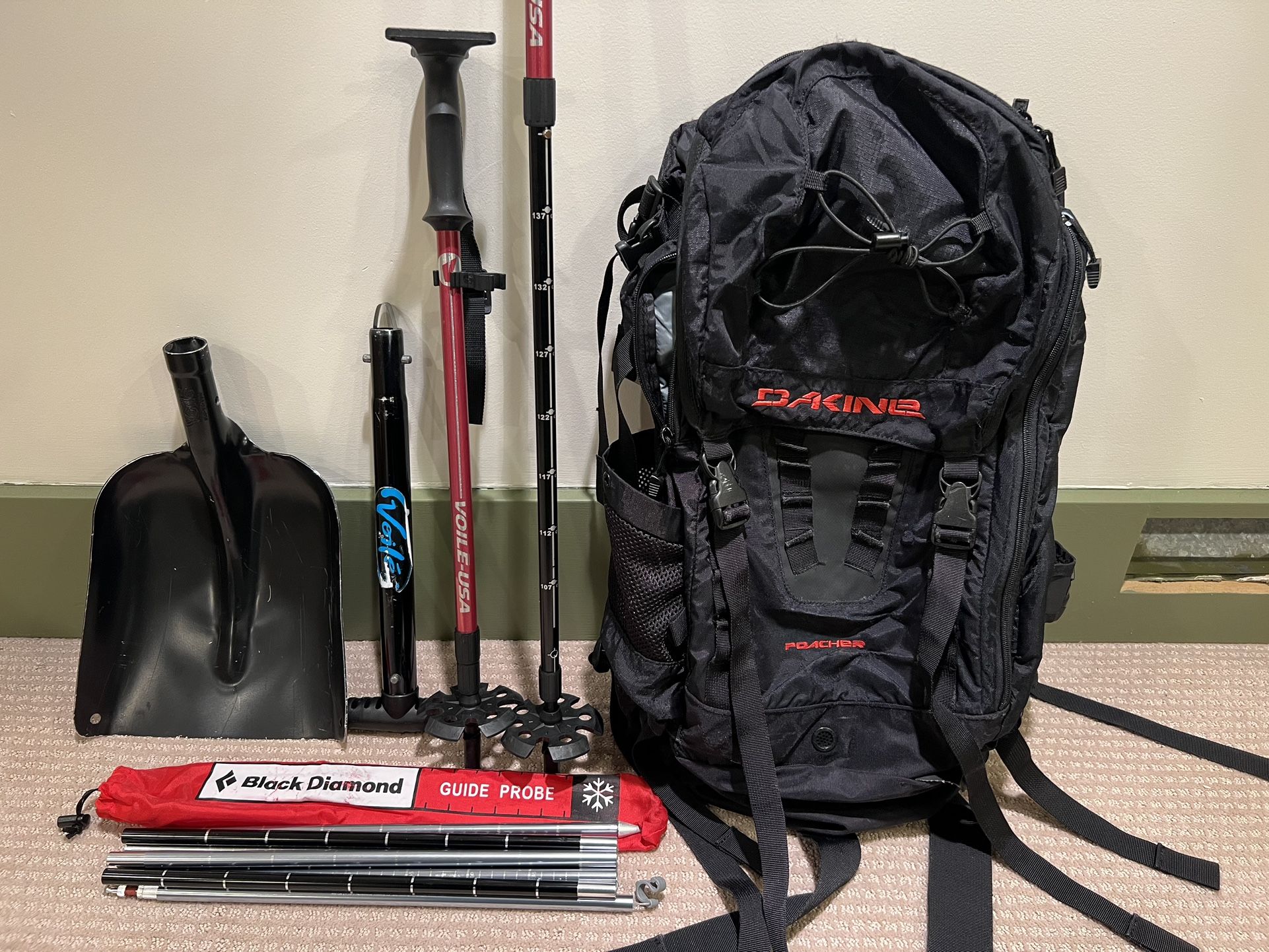 DaKine Poacher Backcountry Backpack with Avalanche Probe, Shovel, Touring Poles