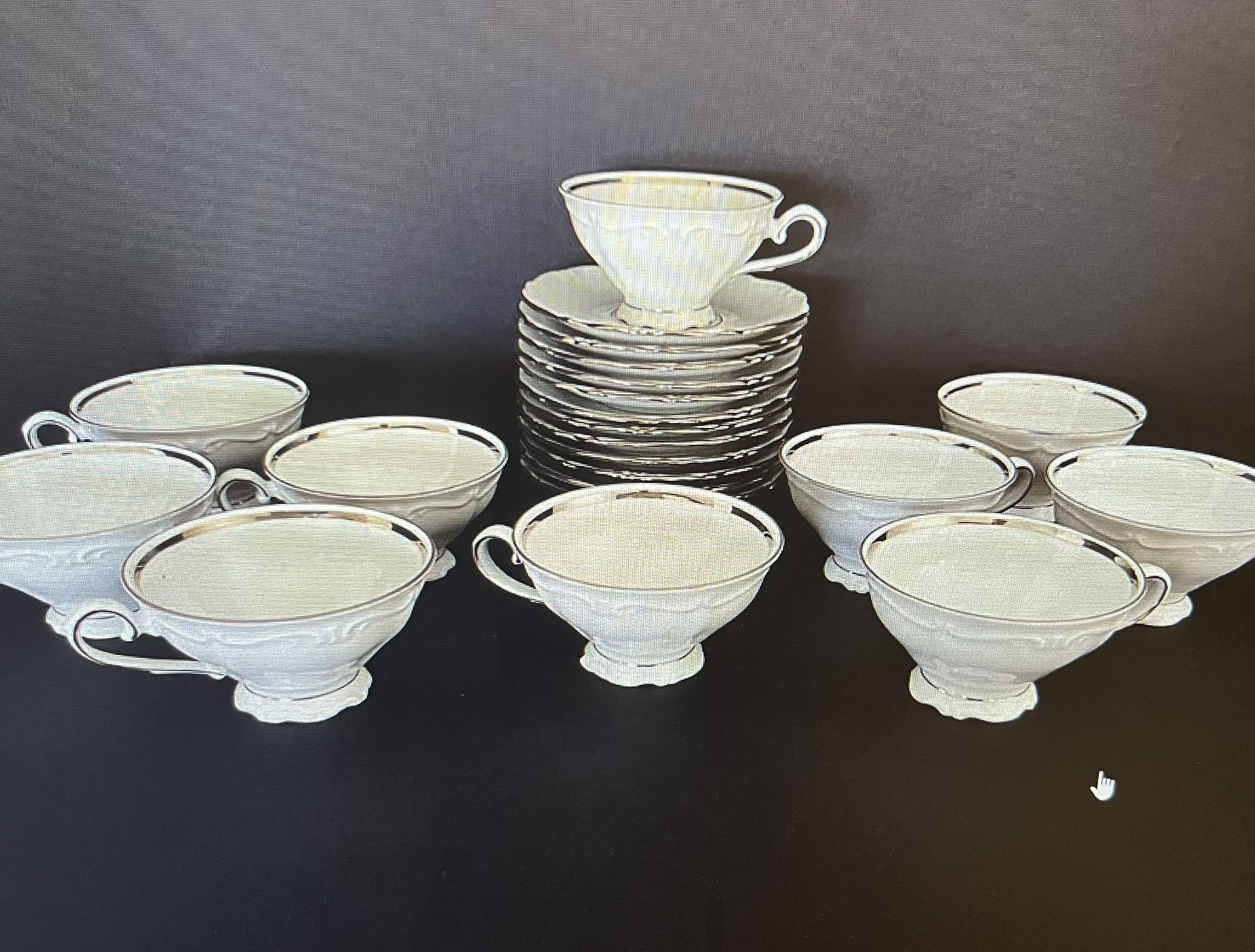 Winterling-Bavaria Heirloom Platinum Tea cups & saucers, very good condition