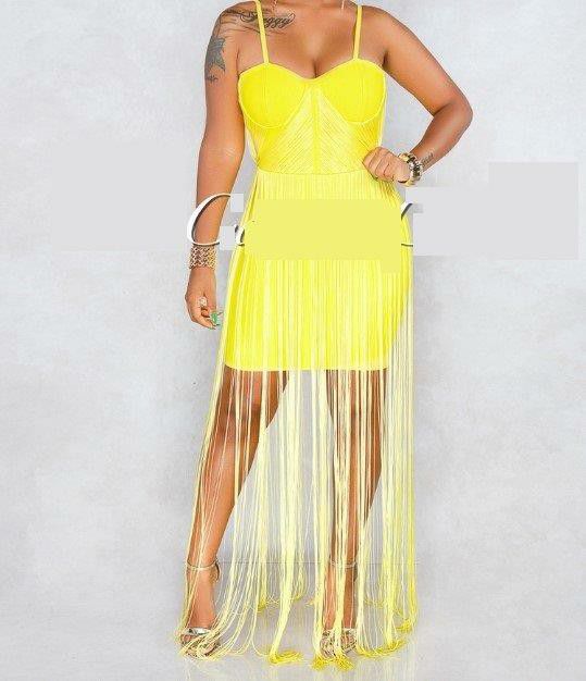 Rianna Yellow Fringe Dress (M)