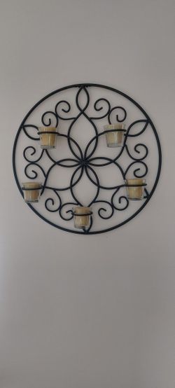 Traditional Plants, Candle & Flowers Wall Decor on Metal