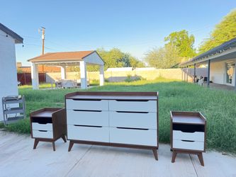 Modern dresser + nightstands set