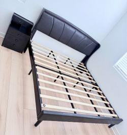 King Size PU Leather Platform Bed with headboard