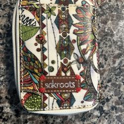 Sakroots Zip Around Bifold Wallet Wristlet Peace Multi Compartment