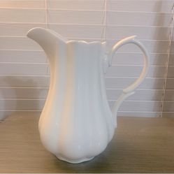 GRACE'S TEAWARE Eggshell Colored Scalloped pitcher 9 Inch Tall