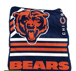 Chicago Bears Plush Raschel Blanket Lot Of 2 Brand New 