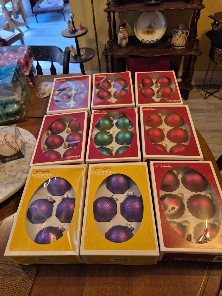 9 Boxes on holiday living glass christmas ornaments