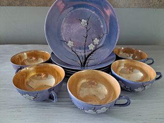 Vintage Japanese Lusterware Teacups and Saucers Porcelain