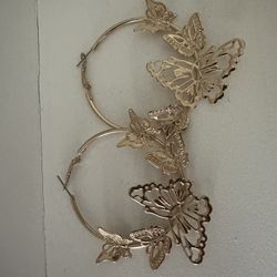 Butterfly Gold Hoop Earrings 