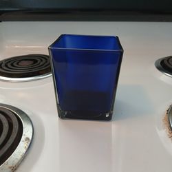 Blue Glass Holder 5" High, 4" Across