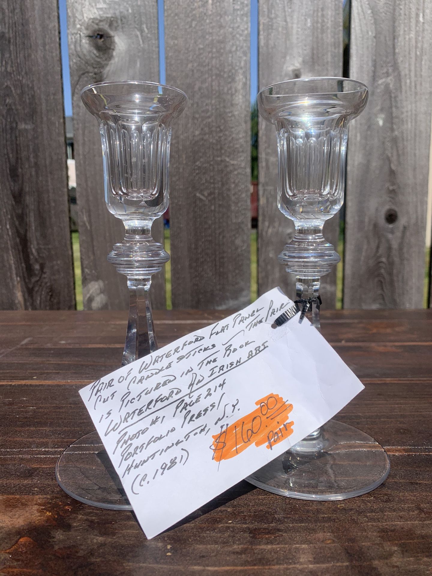 Pair Of Stamped Waterford Crystal Candle Holders