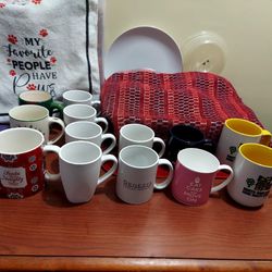 Mugs, ceramic, various types & sizes,  qty. 13