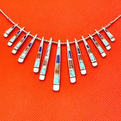 Sterling Reversible Turquoise  & Opal Necklace