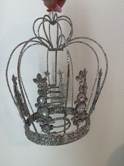 Silver Glitter Crown Christmas Tree Topper