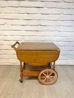 Maple Wood Dropleaf Tea Bar Cart