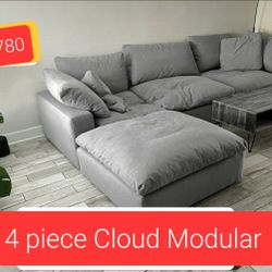 Gray Cloud Modular Sectional Couch Sofa 