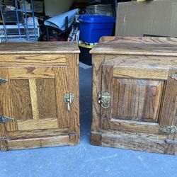 Free!! Two Solid Oak & Brass end Tables 