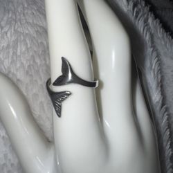 Vintage Whale Tail Sterling Adjustable Ring
