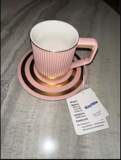 ☕ Brand New European-Style Gold Painted Ceramic Cup & Saucer