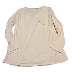 Soft Surroundings Light Pink Cross Over Front Asymmetrical Button Blouse Basics