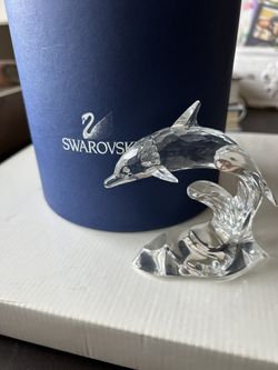 Swarovski Crystal Dolphin Figurine Made In Austria