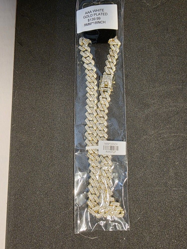14k Plated White And Gold Chain