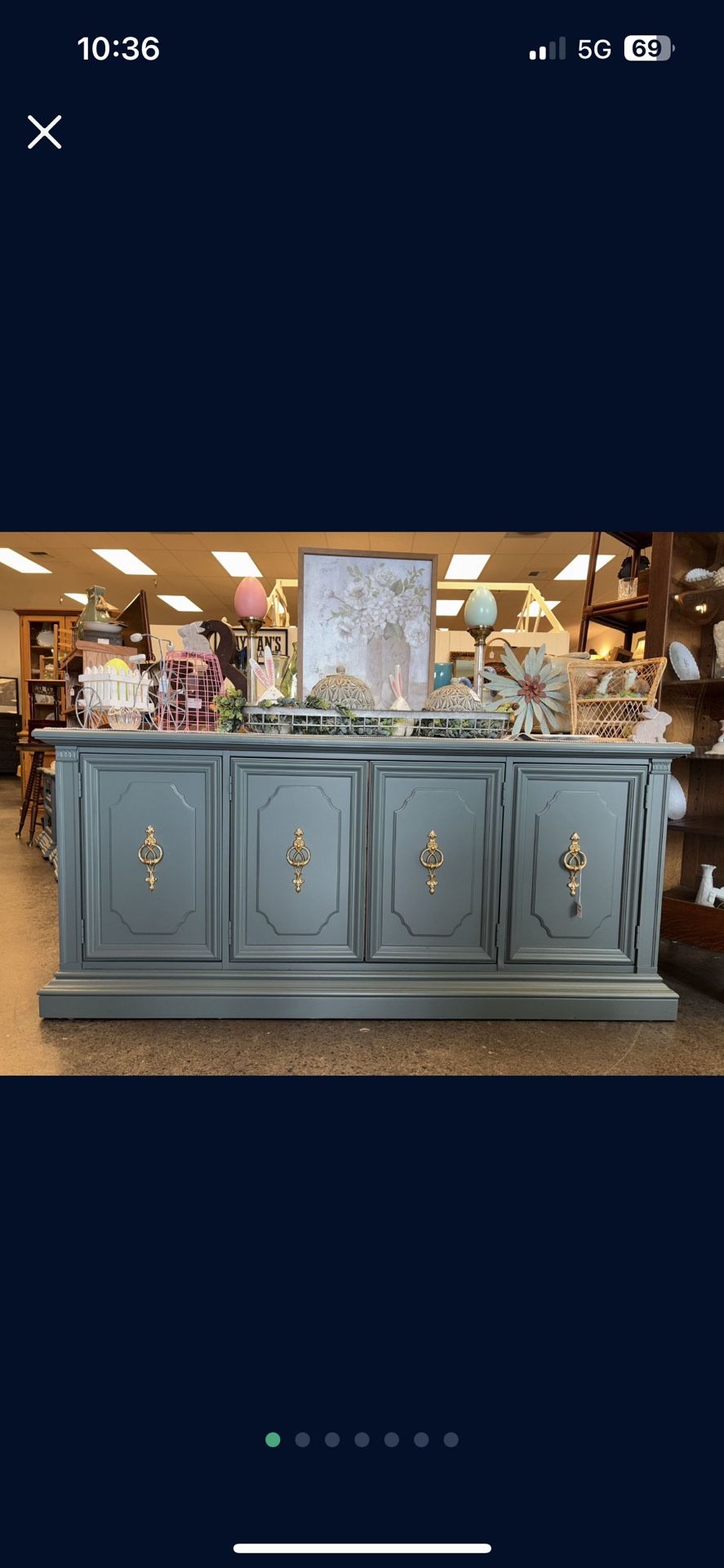 Newly Refinished Green/Gray Buffet Console