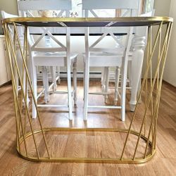 Modern Gold Metal Mirror Top Console Table Buffet West Elm Marble Serving Set