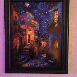 Starry Night Spanish Alley – Framed Art Print
