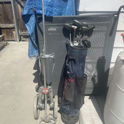 Golf Clubs Bag And Rolling Cart