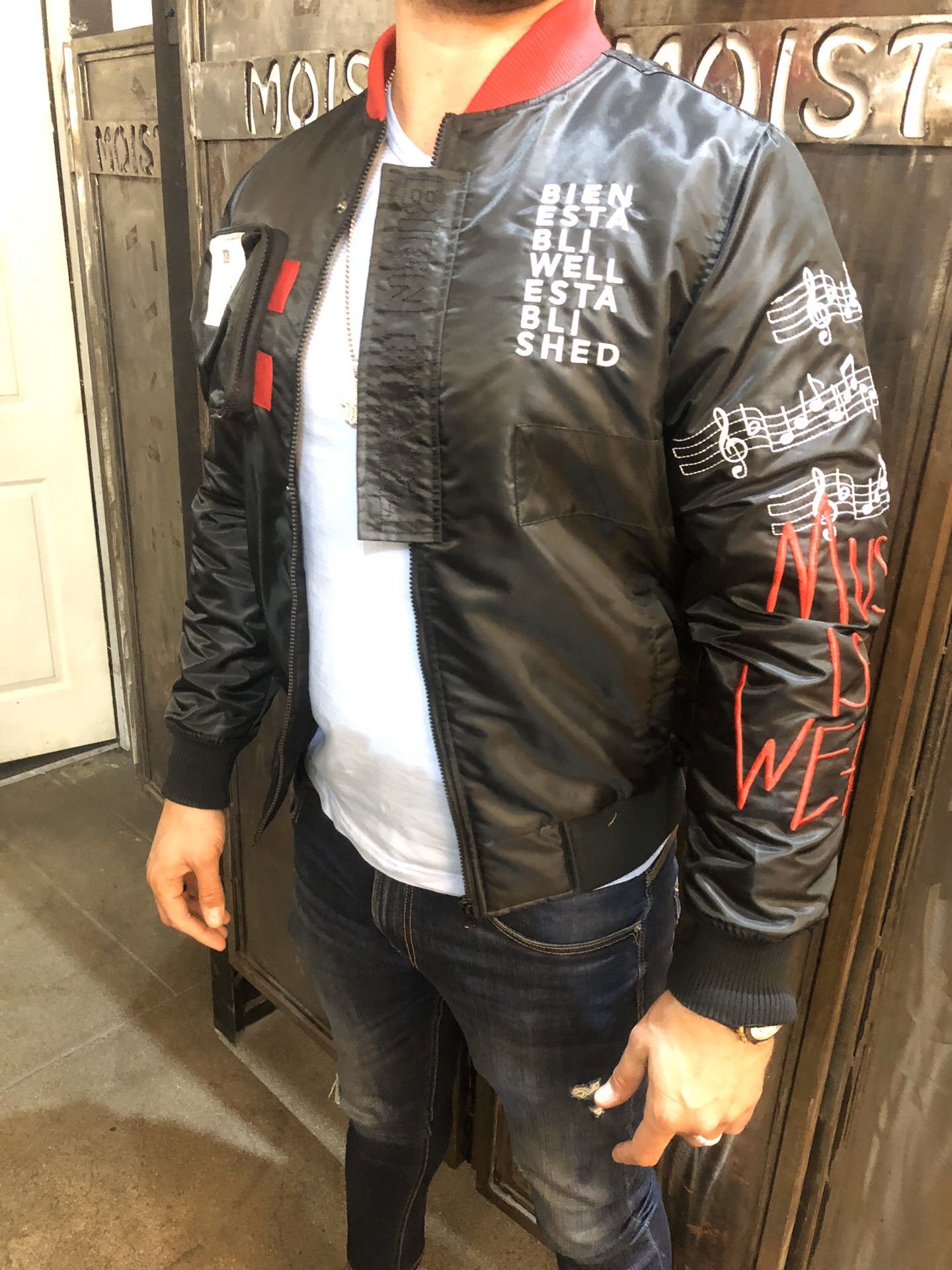 Bomber music jacket sizes small medium large Xl