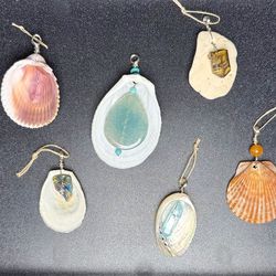 Lot of 10 Handmade Wire-Wrapped Shell Pendants - Boho Beach Style