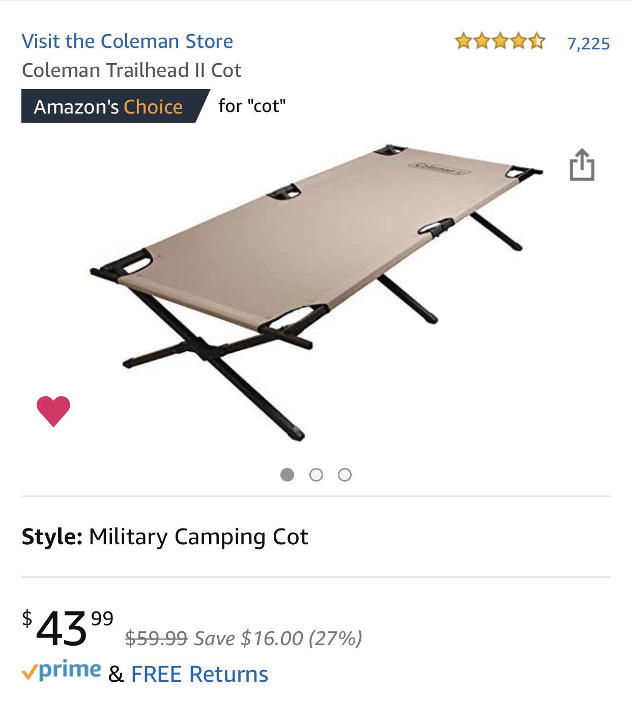 NEW!!! Coleman - Camping Cot