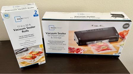 Mainstays Vacuum Sealer Machine with 2-Pack Vacuum Sealer Rolls - New (Open Box)