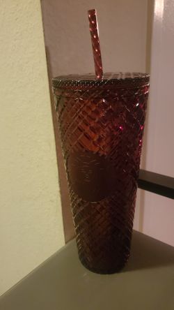 Starbucks Venti Tumbler / Cup - Wine Red Jeweled Bnwt