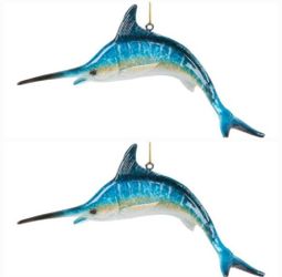 Brand New! (Set of 2) 6.1" Marlin Ornament Coastal Nautical SHIPPING IS AVAILABLE
