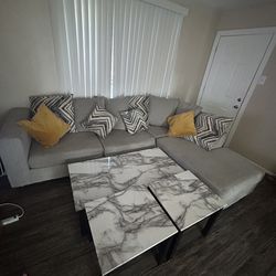 Sectional,coffee table & end tables.