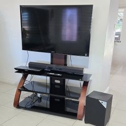 46" Sony Bravia TV with TV Stand, Speaker, Subwoofer, and Blu-ray Player Bundle
