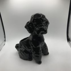 Beautiful Ceramic Black Poodle Flower Pot 