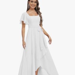 Chiffon White Formal Maxi Dress US Size 0