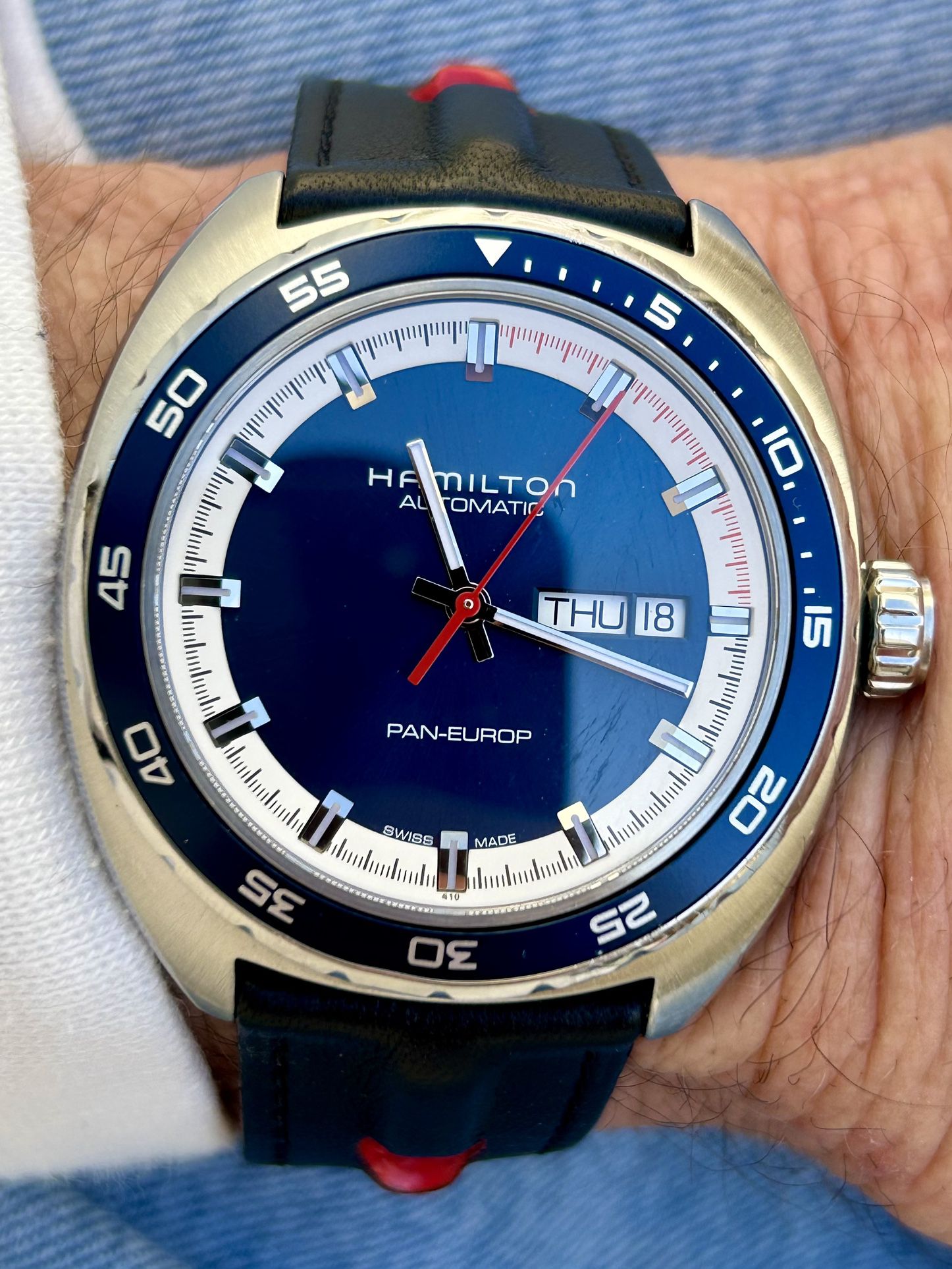 HAMILTON Pan Euro H354050 Day Date Blue Dial Automatic Men's Watch