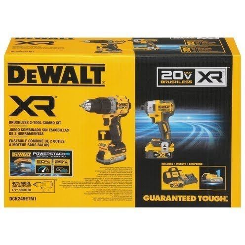 DEWALT DCK249E1M1 20V MAX XR 1/2" Hammer Drill/Driver & 1/4" Impact Driver Kit