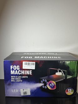Fog Machine with 8 LED Lights and Disco Ball Lights