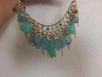 Turquoise blue & Green necklace with crystals