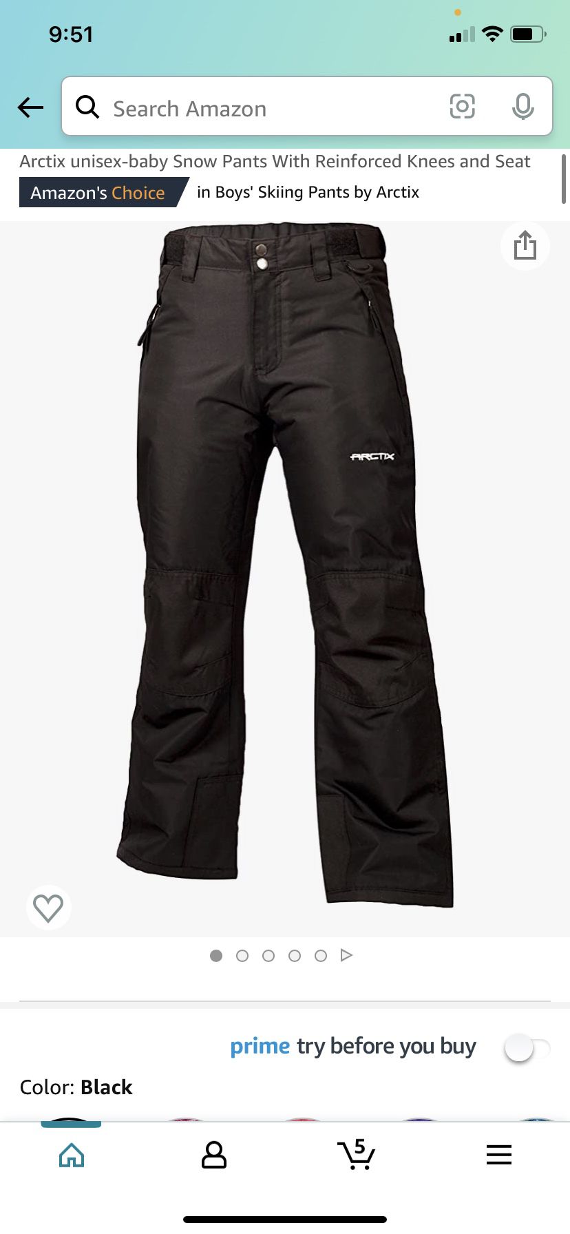 Arctix unisex- Snow Pants With Reinforced Knees and Seat
