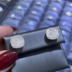 .45ct Yellow Gold Diamond Square Earrings Screwback 