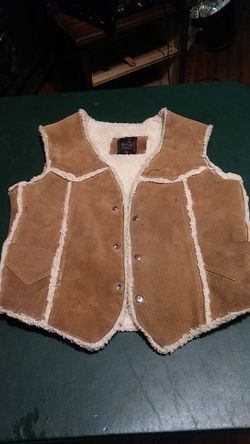 Suede and sheepskin vest